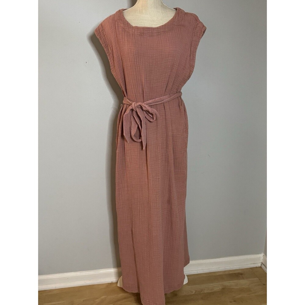 Faherty Dream Costa Organic Cotton Gauze Dress Dusty Rose Sz L